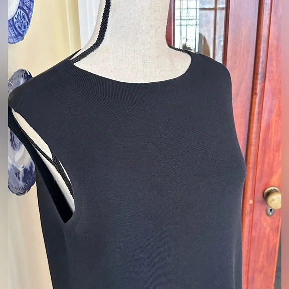 Eileen Fisher | Black Wool Sleeveless Shift Dress - Picture 3 of 8